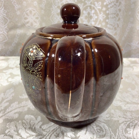 Vintage 1940’s Ceramic Brown Moriage Gold Gilt Teapot - Japan - Picture 6 of 8